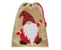 XMas sack Gnome, jute, size 18x24 cm