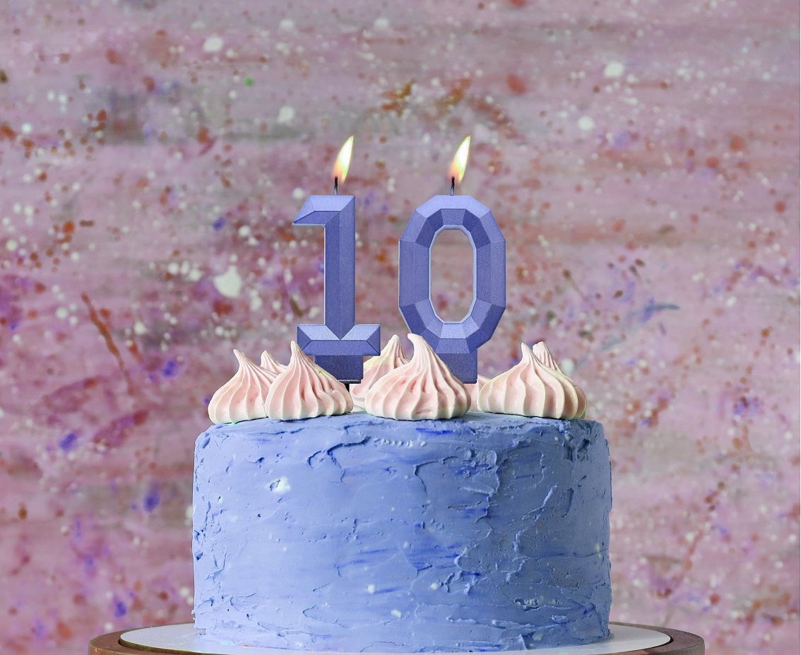 Digit candle 0 - Diamond , metallic dark blue, 7.6 cm EOL