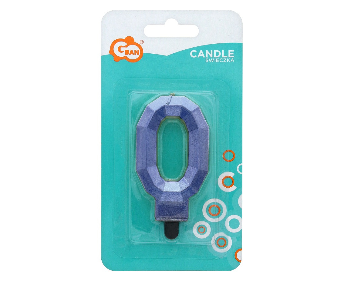 Digit candle 0 - Diamond , metallic dark blue, 7.6 cm EOL