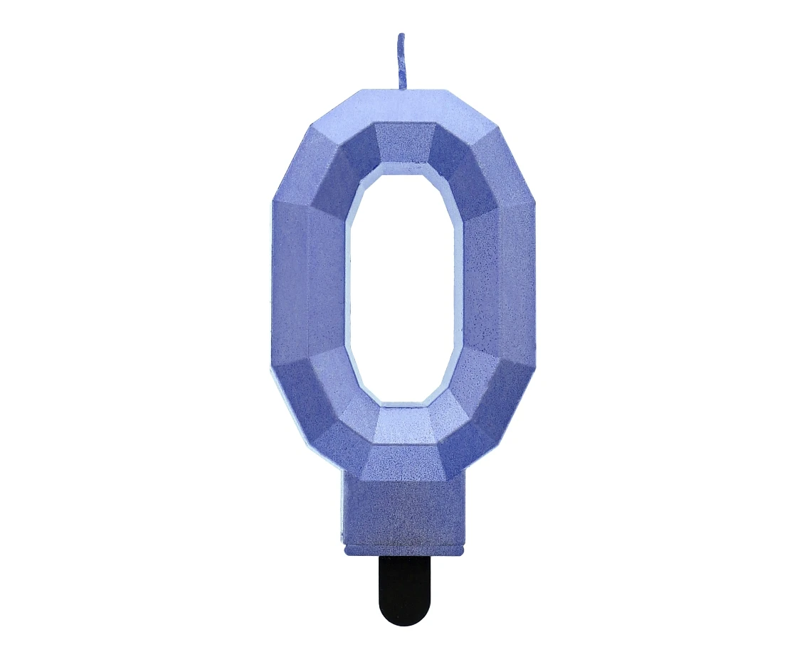 Digit candle 0 - Diamond , metallic dark blue, 7.6 cm EOL