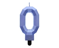 Digit candle 0 - Diamond , metallic dark blue, 7.6 cm EOL
