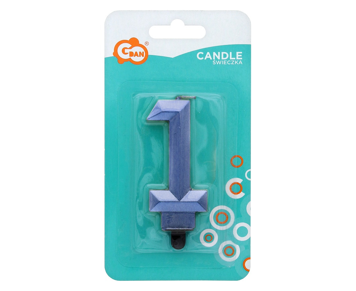 Digit candle 1 - Diamond , metallic dark blue, 7.6 cm EOL