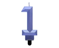 Digit candle 1 - Diamond , metallic dark blue, 7.6 cm EOL