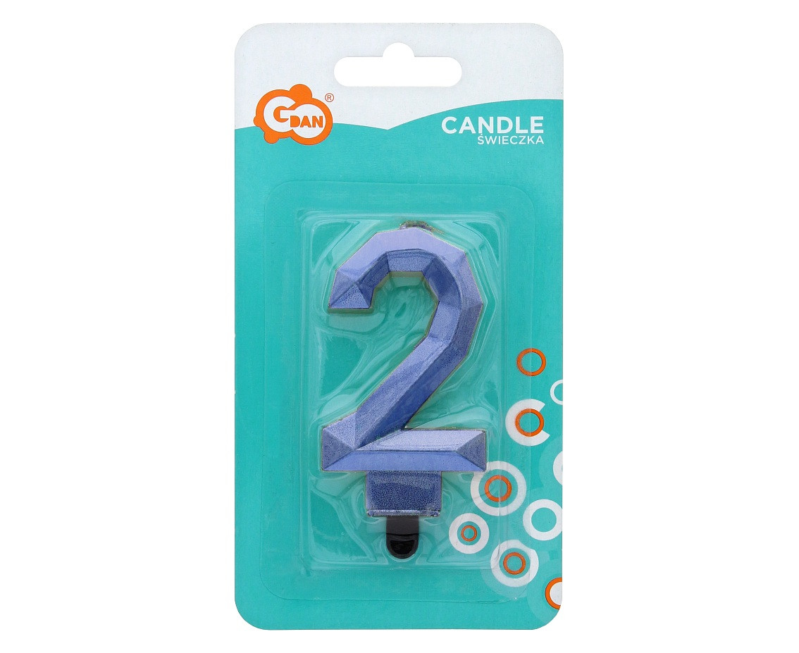 Digit candle 2 - Diamond , metallic dark blue, 7.6 cm EOL