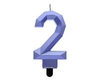 Digit candle 2 - Diamond , metallic dark blue, 7.6 cm EOL