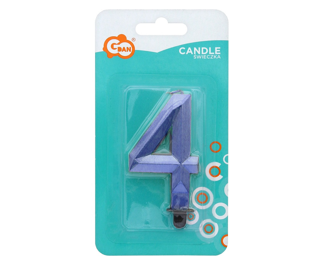 Digit candle 4 - Diamond , metallic dark blue, 7.6 cm EOL