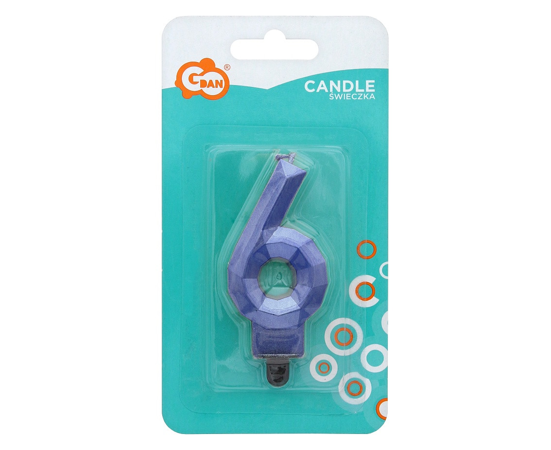 Digit candle 6 - Diamond , metallic dark blue, 7.6 cm EOL