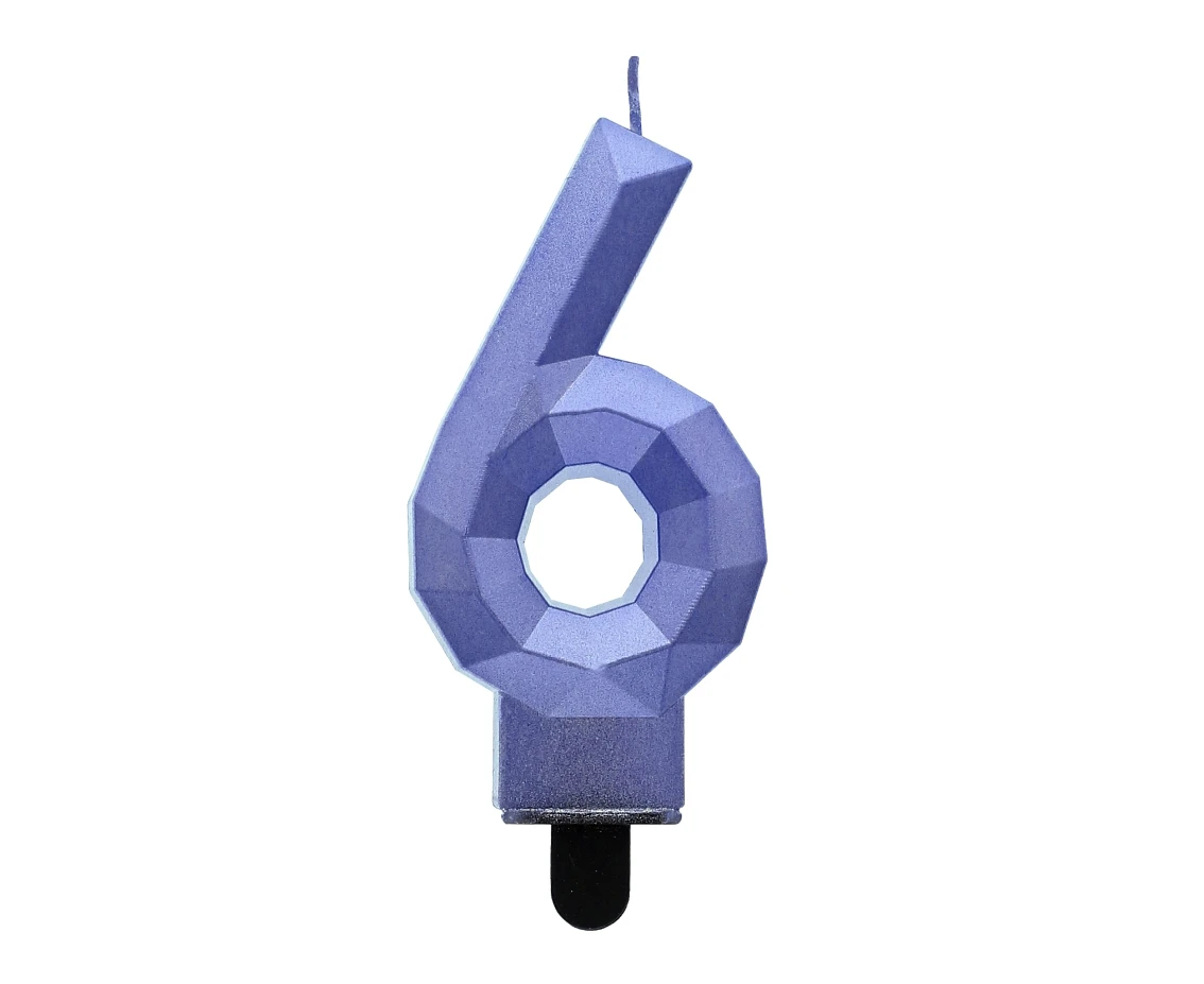 Digit candle 6 - Diamond , metallic dark blue, 7.6 cm EOL