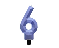 Digit candle 6 - Diamond , metallic dark blue, 7.6 cm EOL