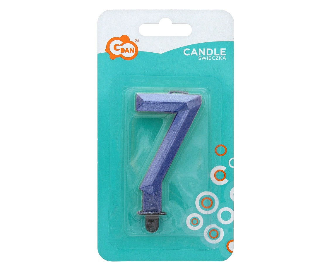 Digit candle 7 - Diamond , metallic dark blue, 7.6 cm EOL
