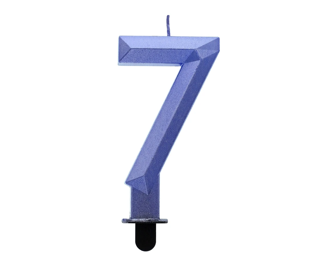 Digit candle 7 - Diamond , metallic dark blue, 7.6 cm EOL