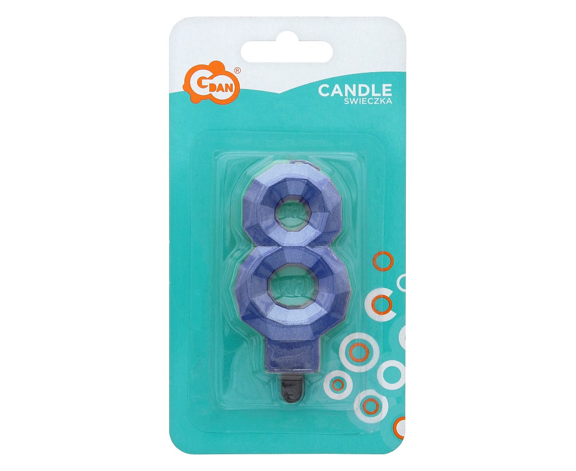 Digit candle 8 - Diamond , metallic dark blue, 7.6 cm EOL