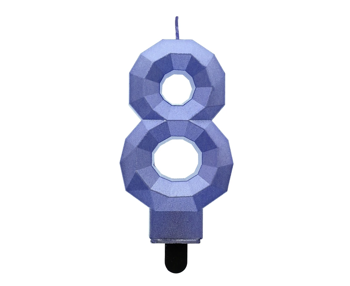 Digit candle 8 - Diamond , metallic dark blue, 7.6 cm EOL