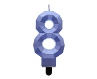 Digit candle 8 - Diamond , metallic dark blue, 7.6 cm EOL