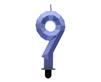 Digit candle 9 - Diamond , metallic dark blue, 7.6 cm EOL