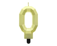 Digit candle 0 - Diamond , metallic gold, 7.6 cm