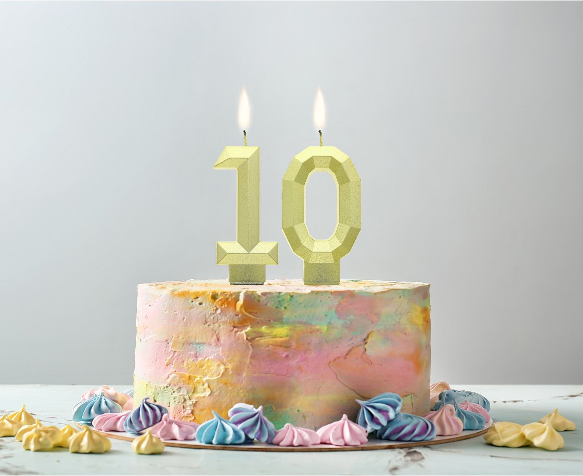 Digit candle 1 - Diamond , metallic gold, 7.6 cm