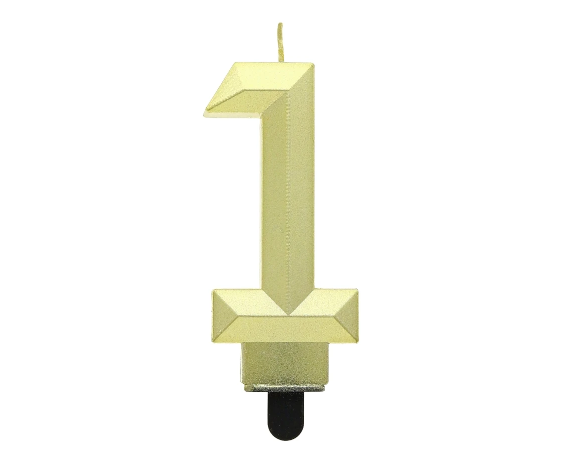 Digit candle 1 - Diamond , metallic gold, 7.6 cm