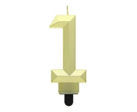 Digit candle 1 - Diamond , metallic gold, 7.6 cm