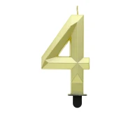 Digit candle 4 - Diamond , metallic gold, 7.6 cm