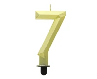 Digit candle 7 - Diamond , metallic gold, 7.6 cm