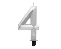 Digit candle 4 - Diamond , metallic silver, 7.6 cm