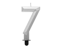Digit candle 7 - Diamond , metallic silver, 7.6 cm