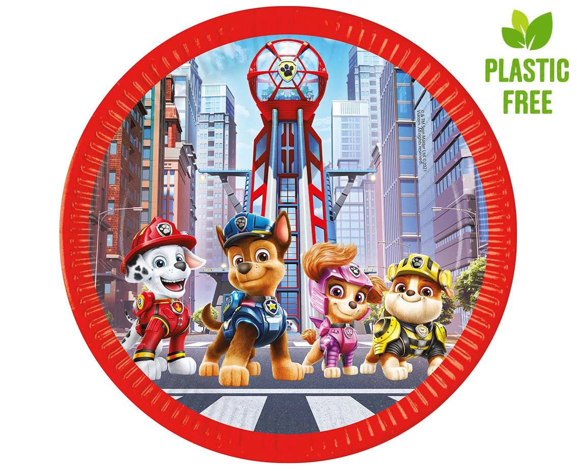 Paper plates Paw Patrol: The Movie (Nickelodeon) next generation, 23cm, 8  pcs. (plastic-free)