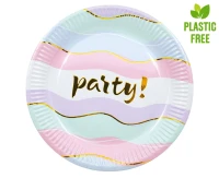 Elegant party paper plates, 20 cm, 8 pcs (plastic-free) EOL