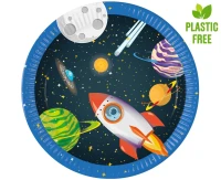 Paper plates Rocket Space, 23 cm., 8 pcs. (plastic-free) EOL