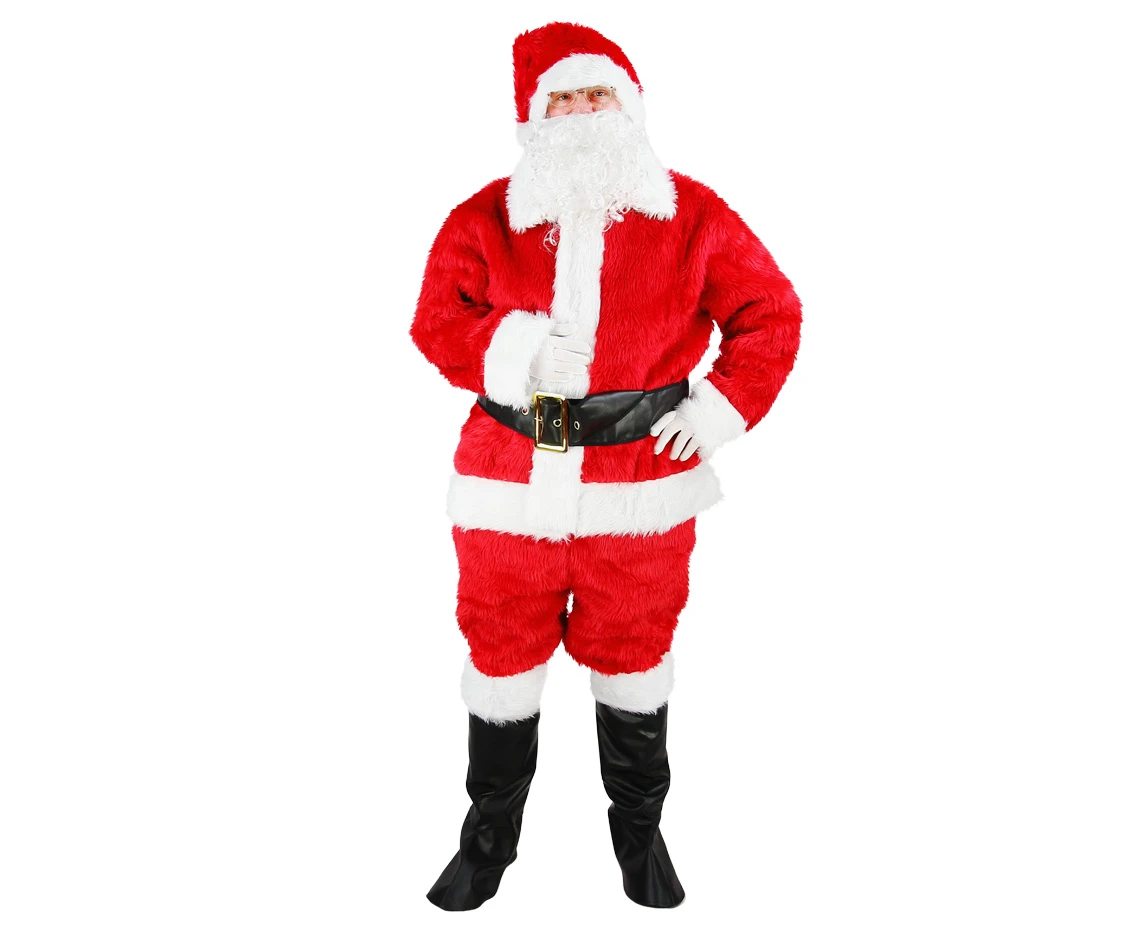 Santa role-play set, (hat, jacket, pants, beard, belt, boot covers, gloves, glasses), one size