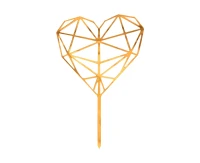 Acrylic cake topper Diamond Heart, gold, 16x10 cm
