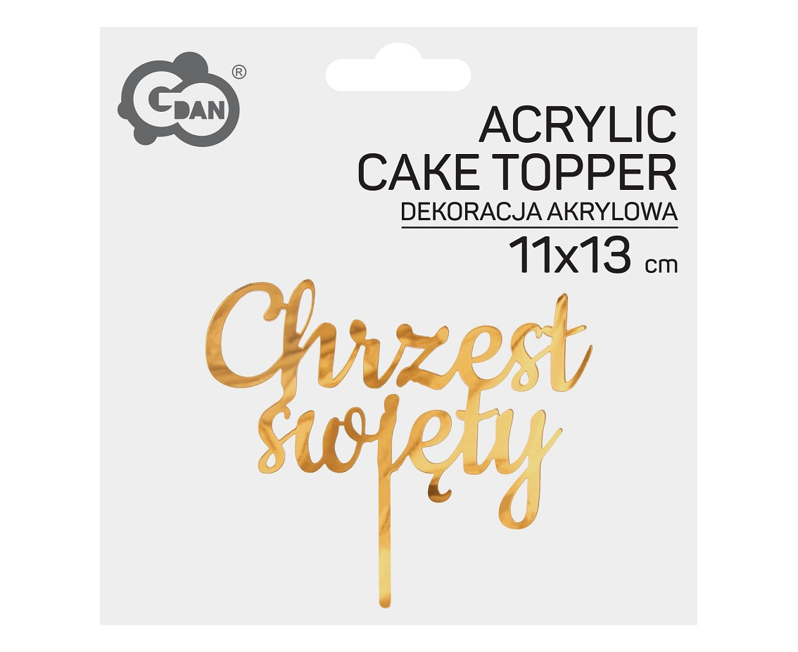Acrylic cake topper Chrzest Święty, gold, 11x13 cm