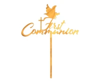 Acrylic cake topper First Communion, gold, 13x17 cm