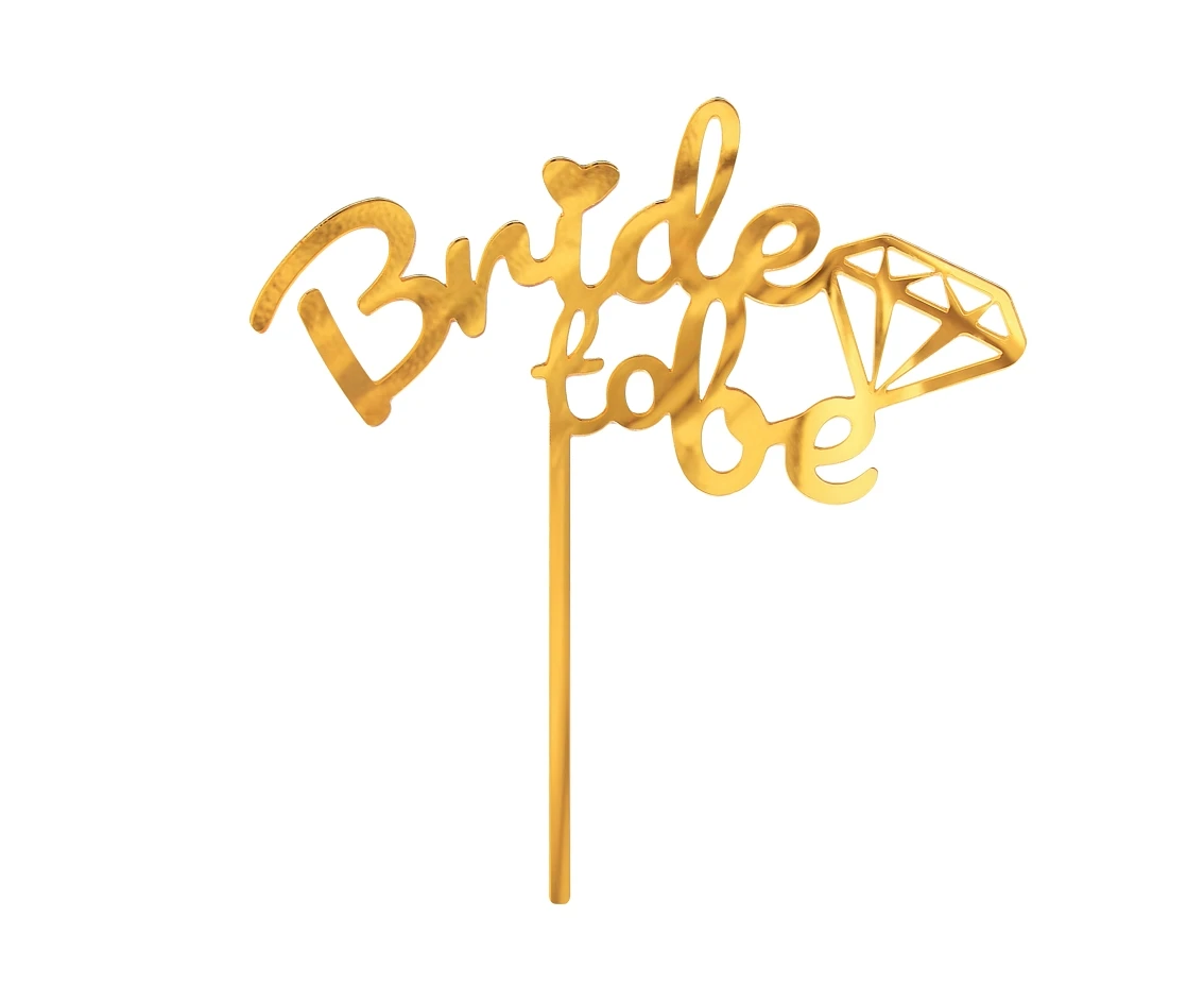 Acrylic cake topper Bride to be, gold, 15x16 cm