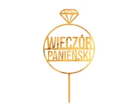 Acrylic cake topper Wieczór Panieński, gold, 10x18 cm