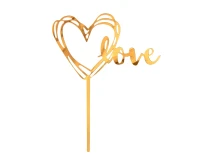 Acrylic cake topper Love, gold, 13x10 cm