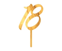 18 acrylic cake topper, gold, 12x7 cm