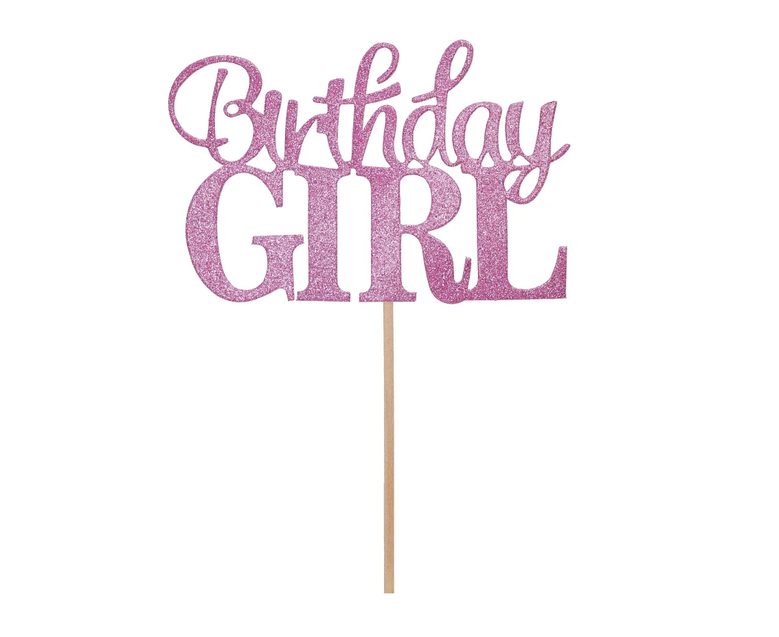 Paper cake decoration Birthday Girl, 10x7 cm EOL