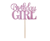 Paper cake decoration Birthday Girl, 10x7 cm EOL