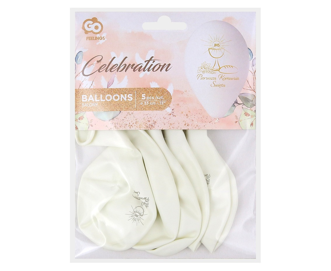 Balloons Gemar 13", pastel premium helium first communion (calyx), 5pcs