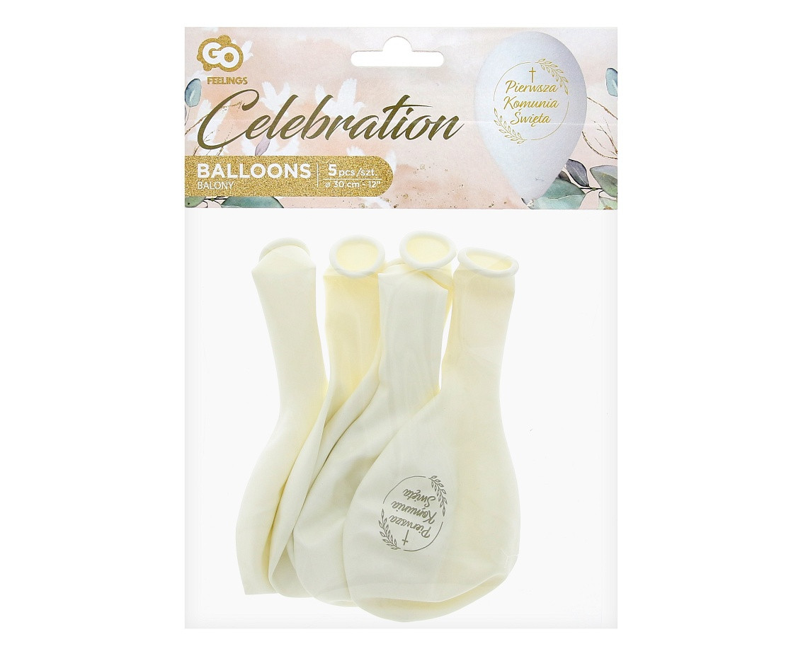 Balloons Gemar 12", pastel premium "Pierwsza Komunia Święta"  (ears of corn), 5pcs