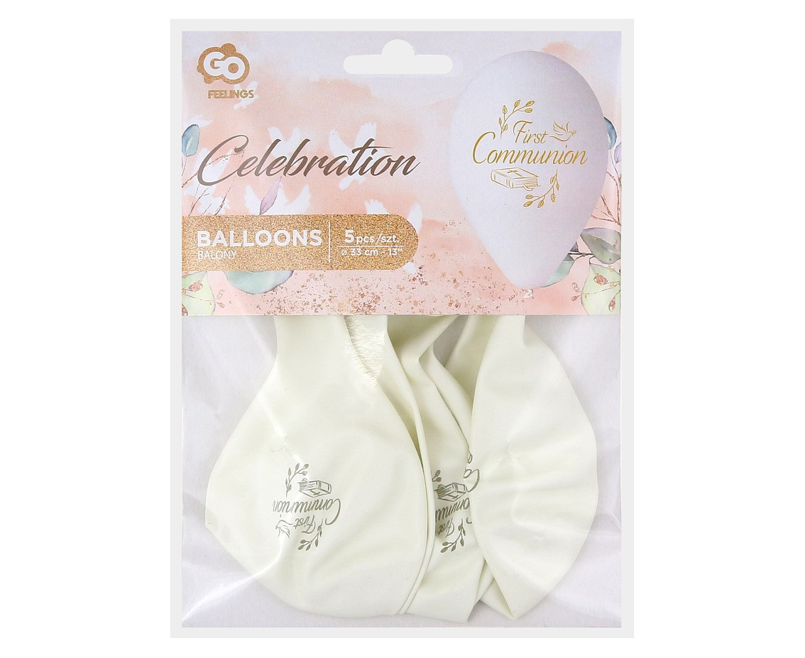 Balloons Gemar 13", pastel premium helium first communion, 5pcs EOL