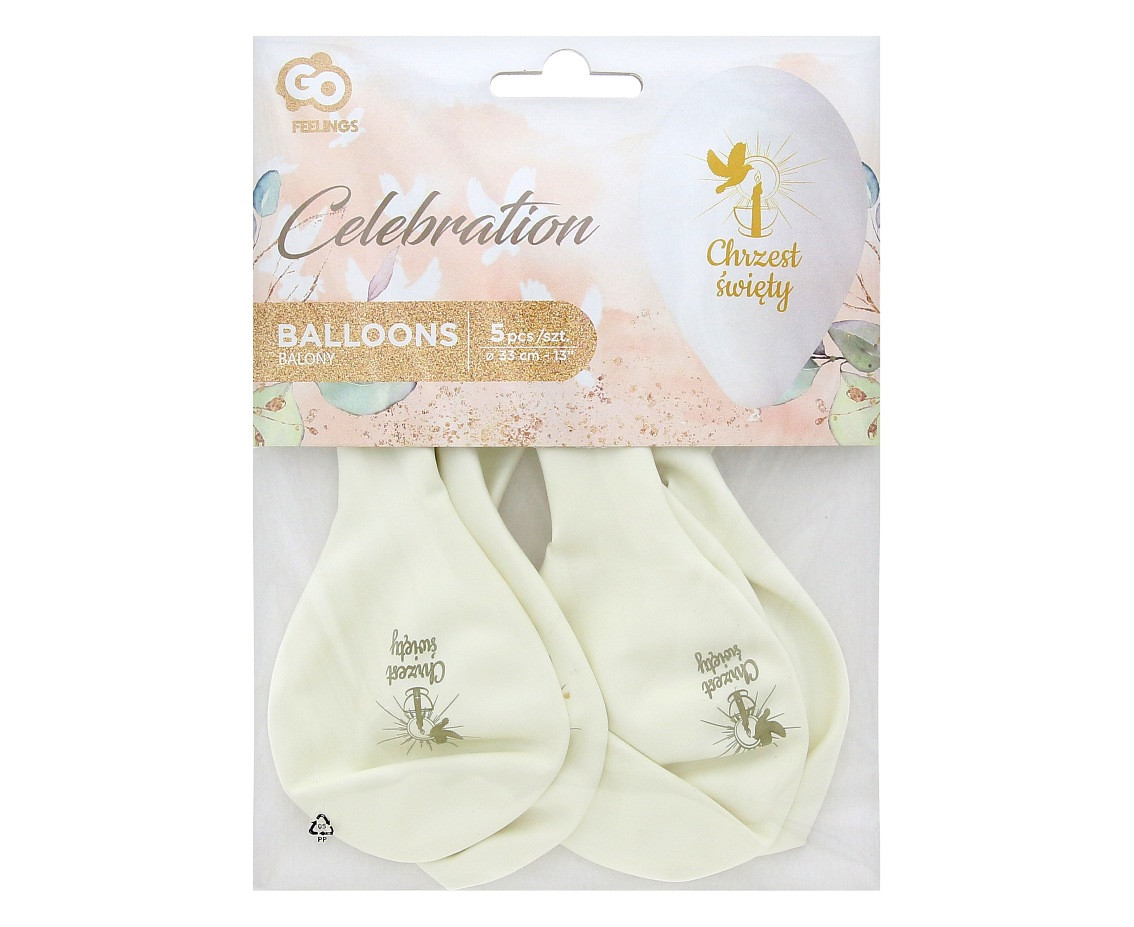 Balloons Gemar 13", pastel premium helium christening (candle), 5pcs EOL