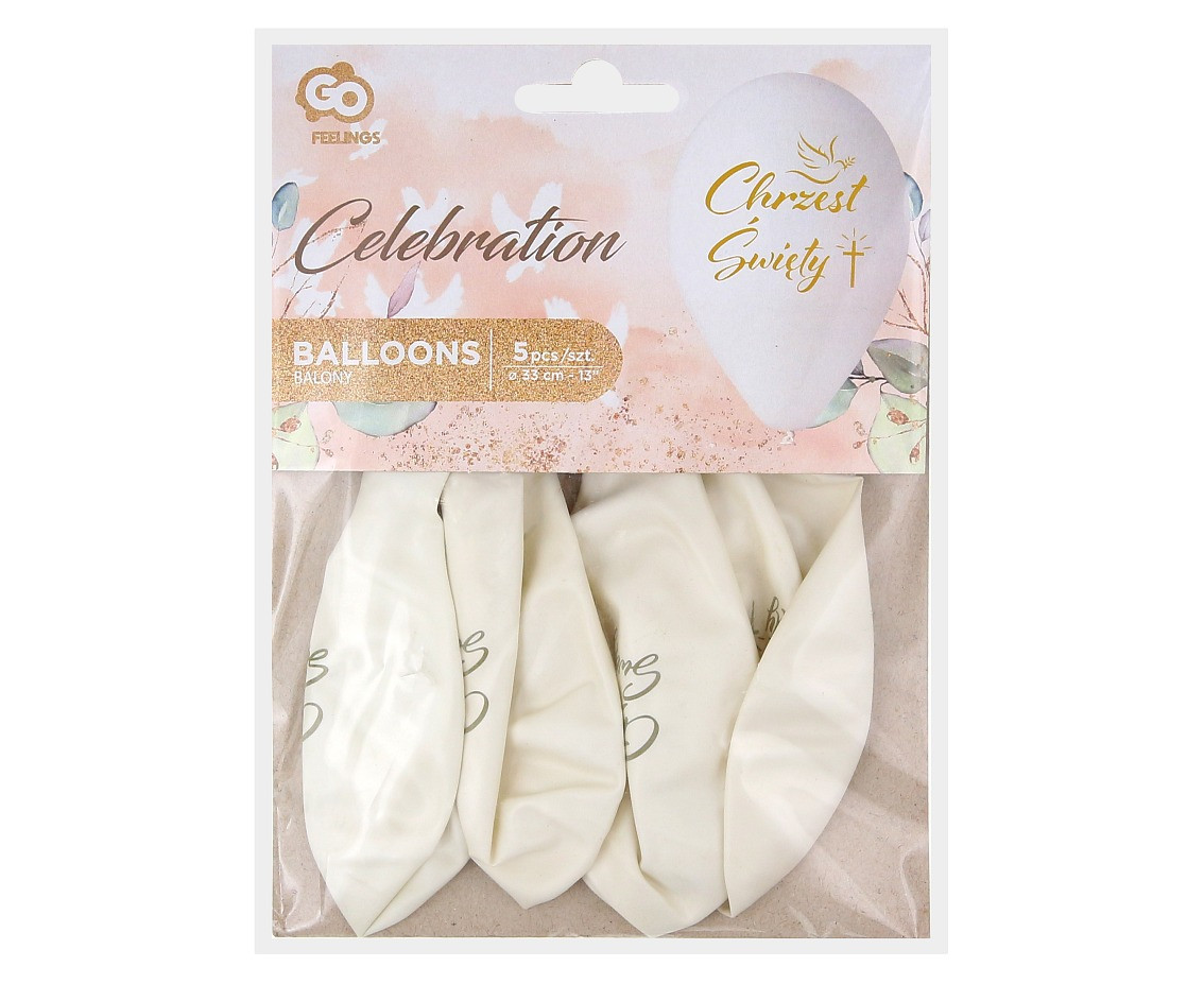 Balloons Gemar 13", premium helium christening (cross), metallic, 5pcs EOL