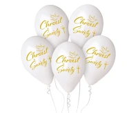 Balloons Gemar 13", premium helium christening (cross), metallic, 5pcs EOL