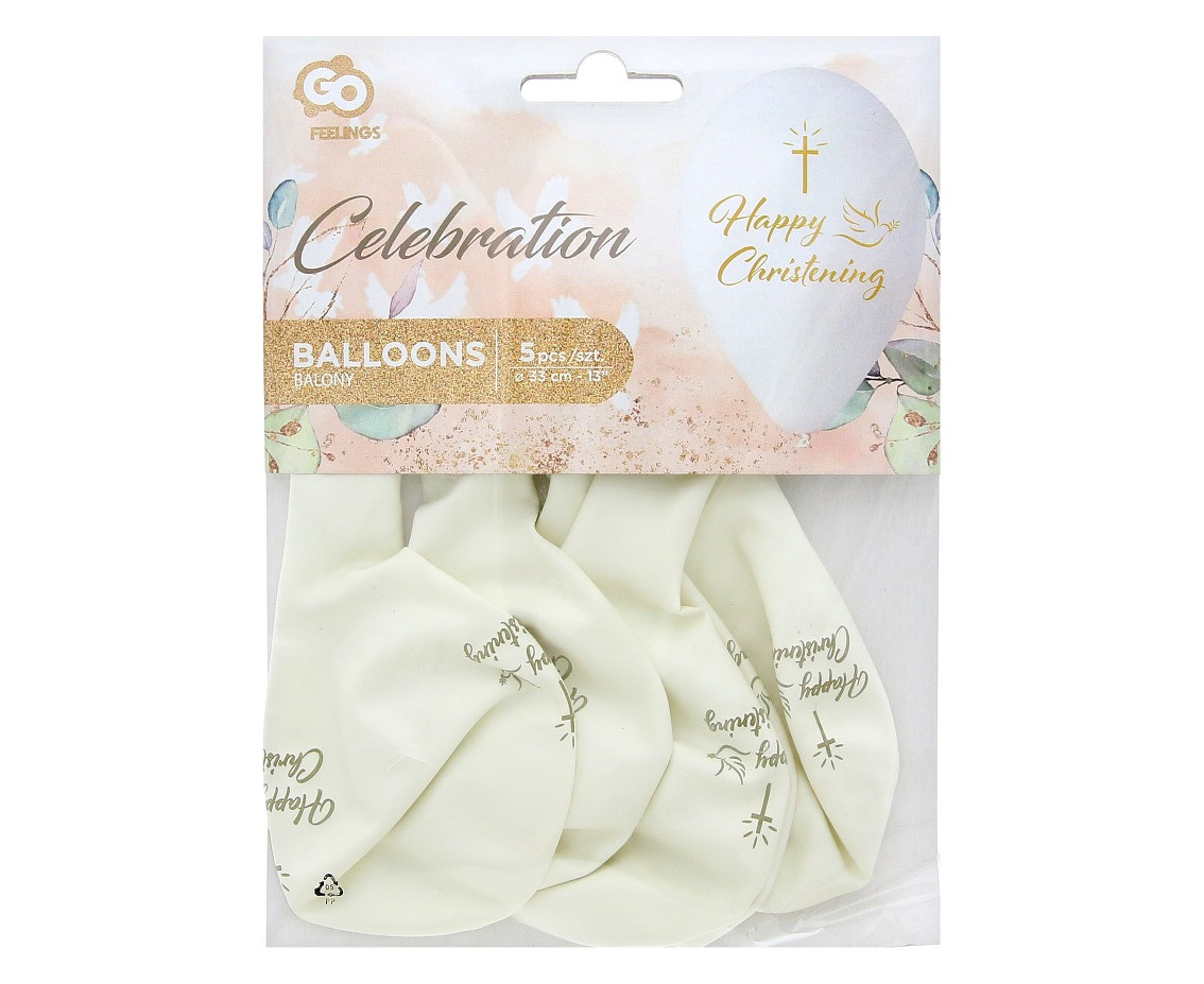 Balloons Gemar 13", pastel premium helium happy christening, 5pcs EOL