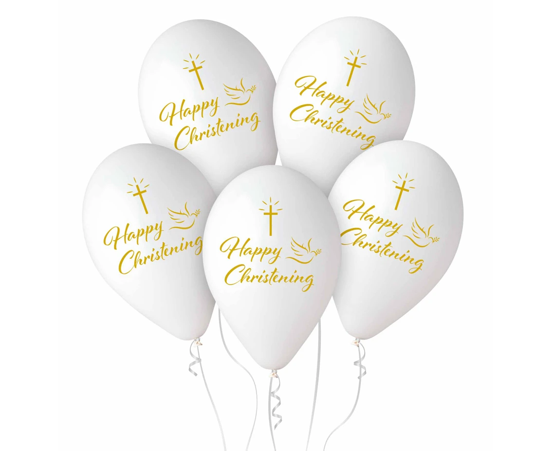 Balloons Gemar 13", pastel premium helium happy christening, 5pcs EOL