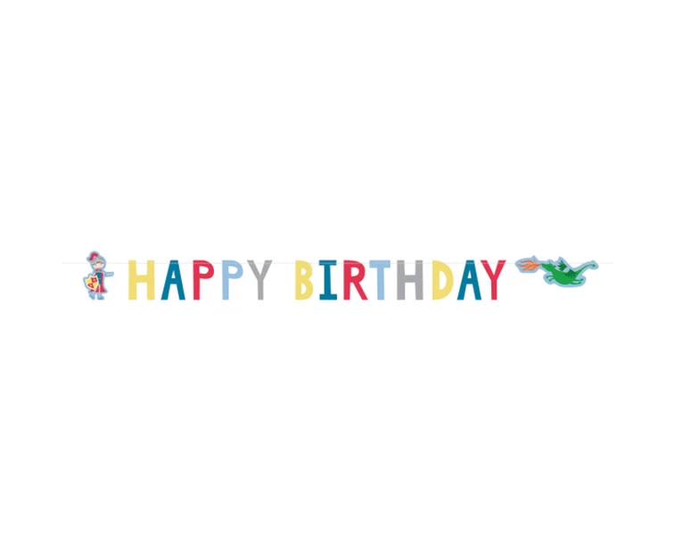 Knight Happy Birthday paper garland, 160x15 cm EOL