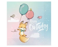 Paper napkins Happy Birthday collection - Fox, 33x33 cm/ 20 pcs. EOL